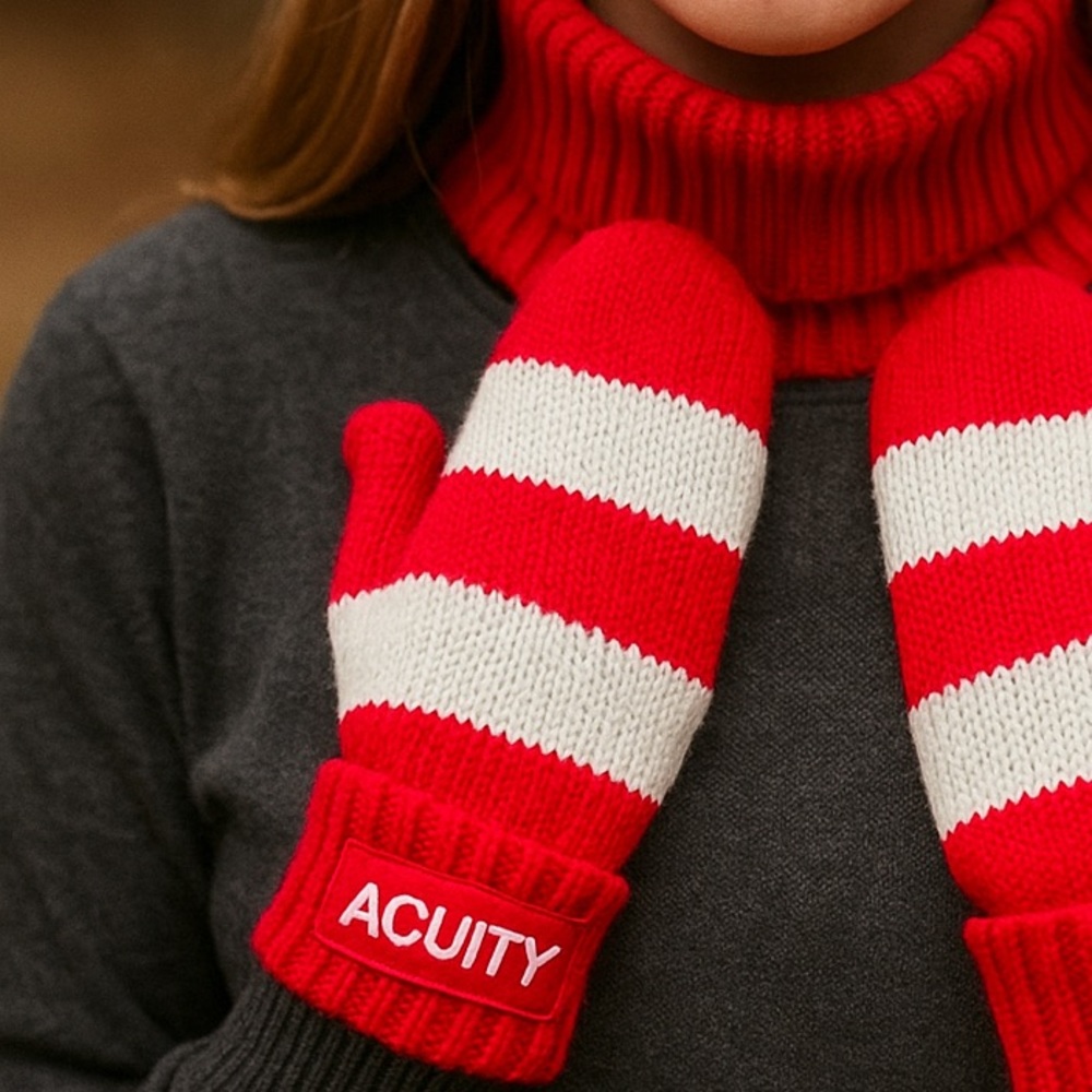 NWOT Acuity Red & White Striped Knit Mittens